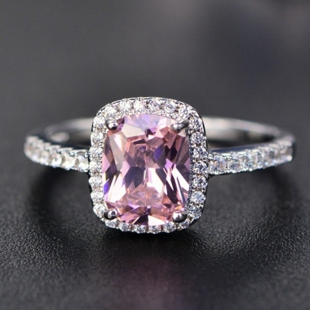 Sterling &Platinum Natural Gemstone White Sapphir - Picture 3 of 4